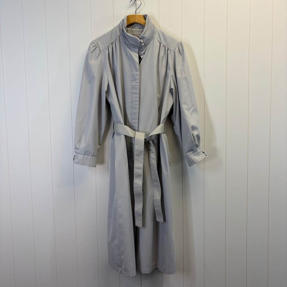 Vintage FL Collection 70s 80s Dark Academia Trench Coat Women Size 18 Minimalist